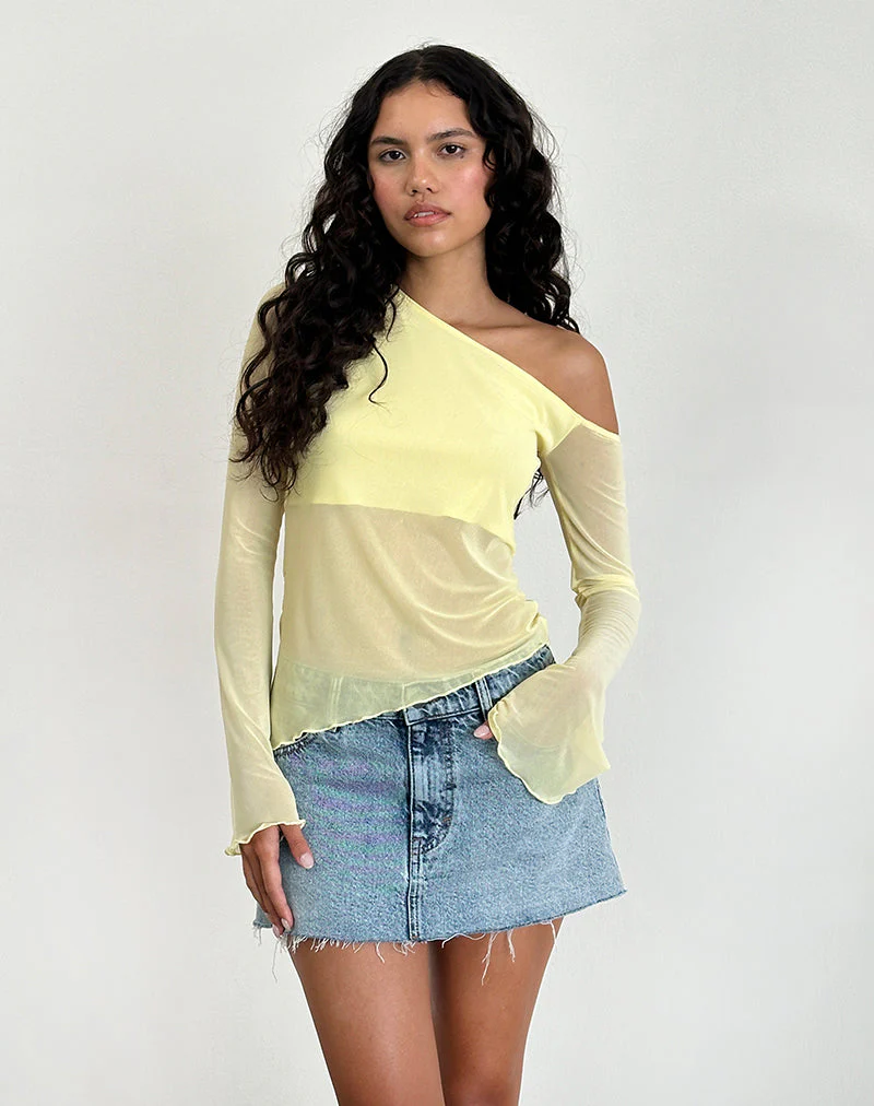 Narcissa Asymmetrisches Top aus Mesh Lemon