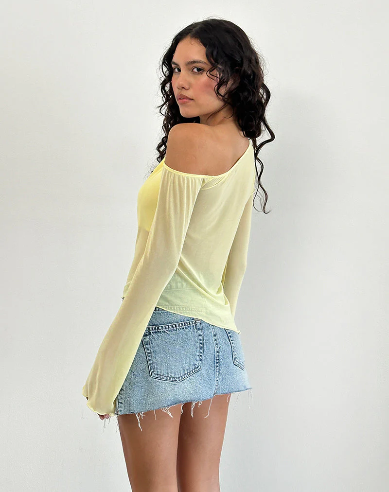 Narcissa Asymmetrisches Top aus Mesh Lemon - Image 5