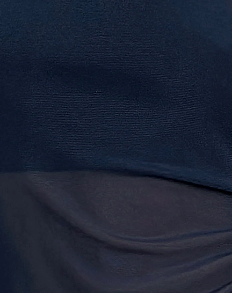 Narcissa Asymmetrisches Langarm-Top aus Mesh Navy - Image 5