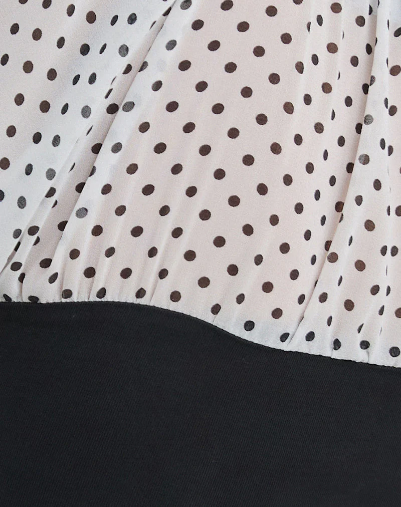 Naria Top aus Chiffon Weiß Basic Polka Schwarz - Image 6