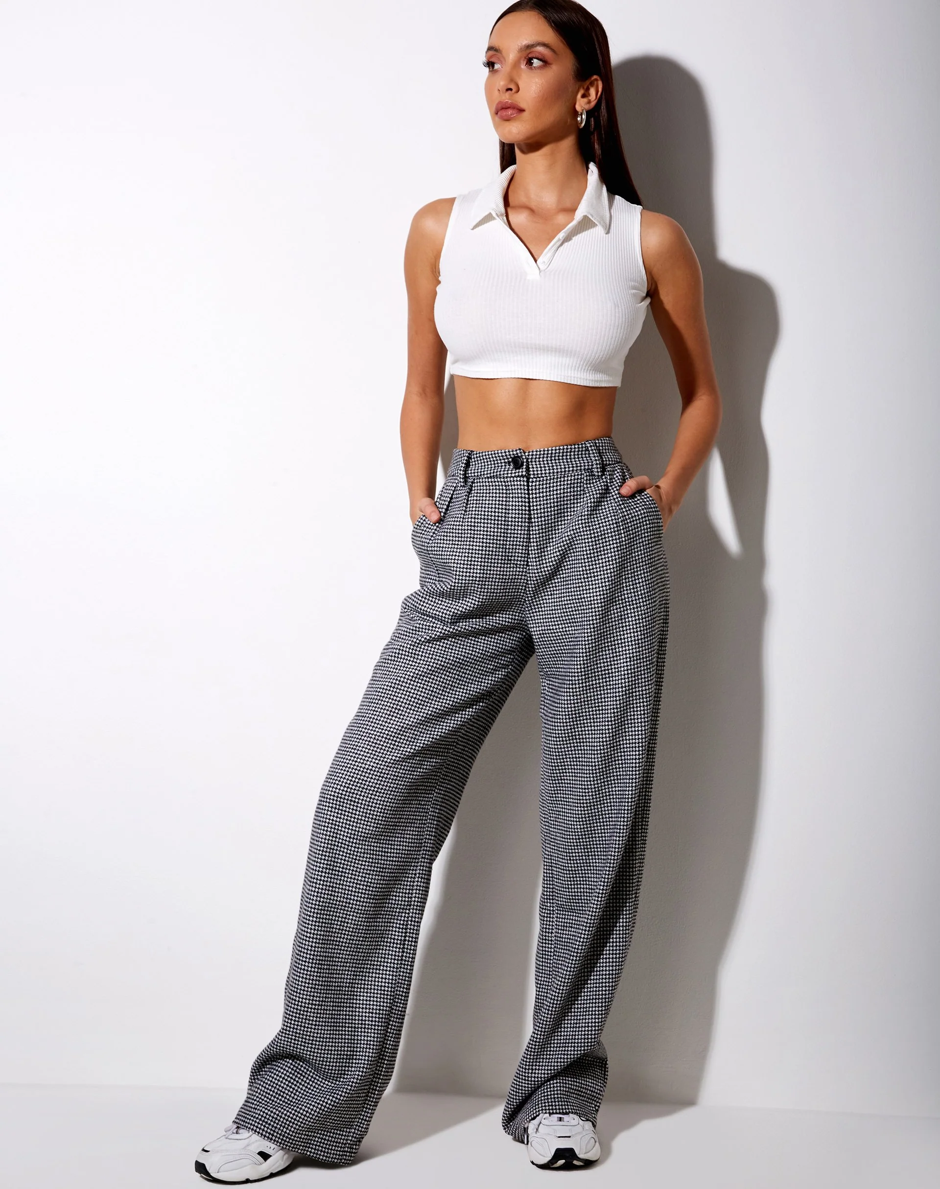 Natania Hose in Dogtooth Schwarz und Weiß - Image 5