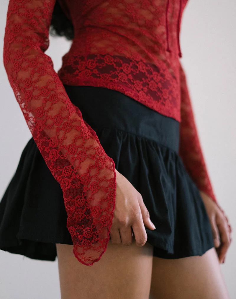 Natasha Tie Front Top aus Mari Lace Rot - Image 4