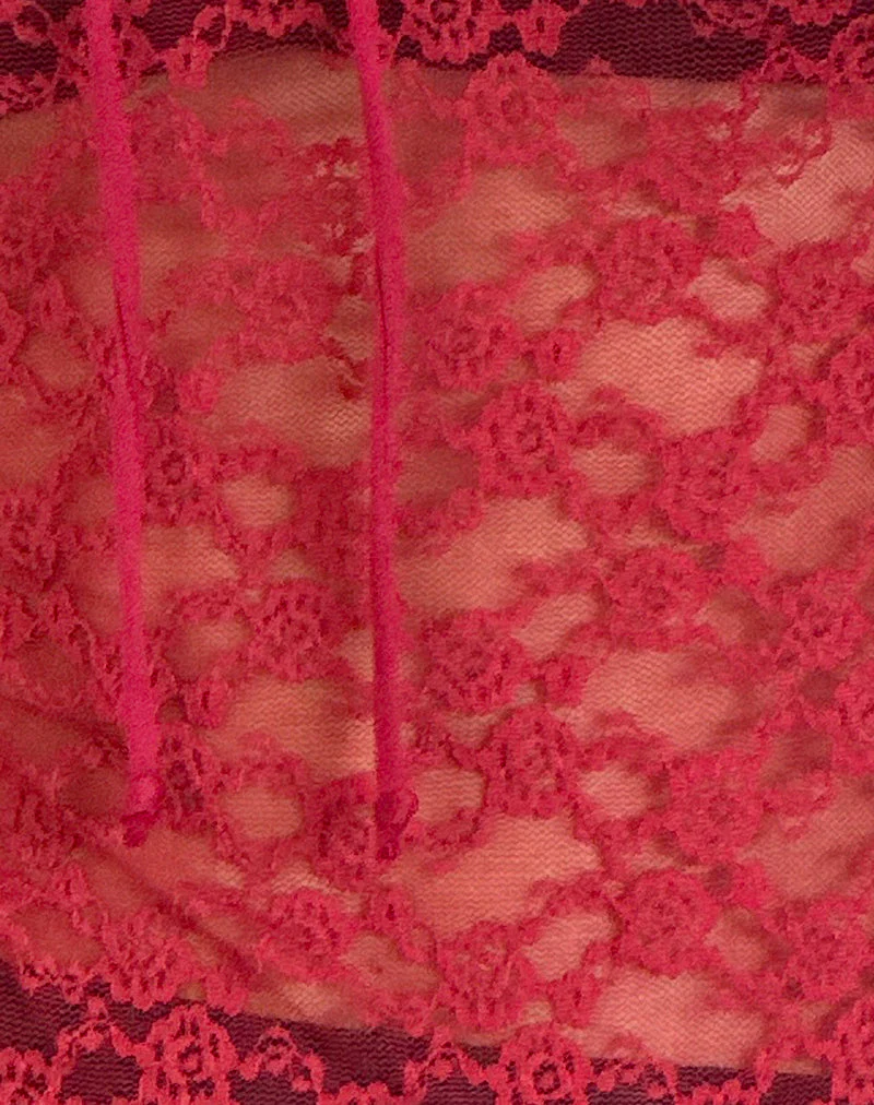 Natasha Tie Front Top aus Mari Lace Rot - Image 6