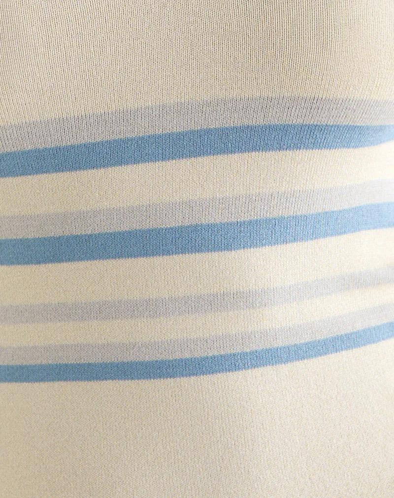 Natcha Vest Top in Creme mit blauen und grauen Streifen - Image 6