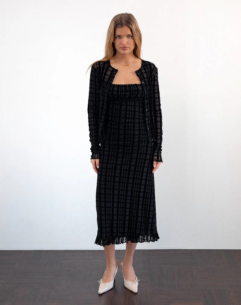 Nateda Kleid aus tonalem Karoflock Schwarz - Image 2