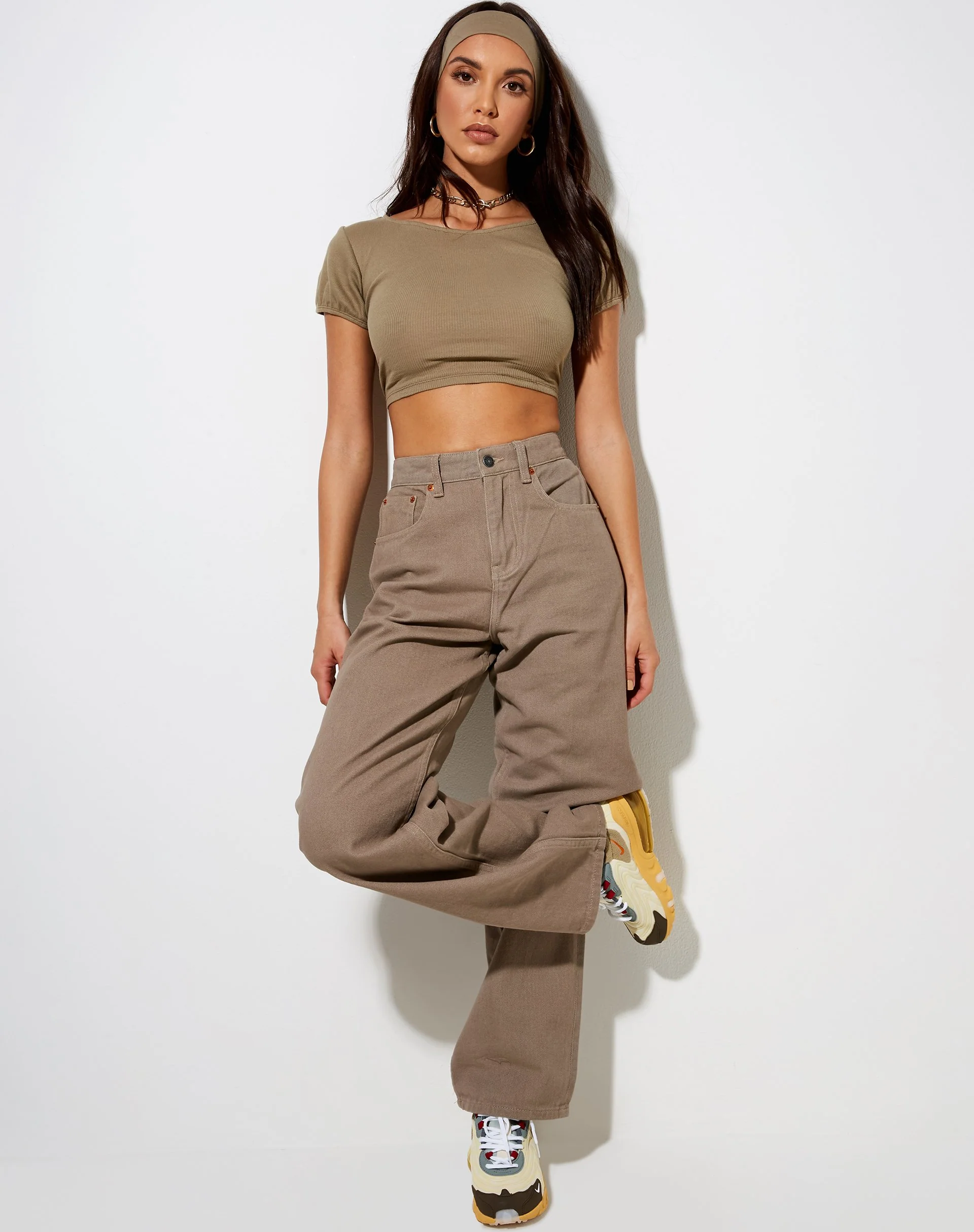 Natka Crop Top in Rippe Eukalyptus - Image 2