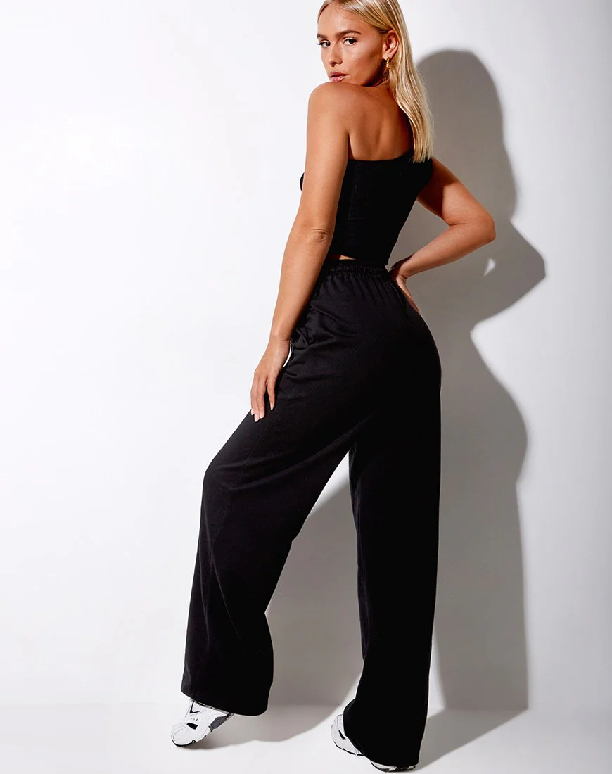 Nattan Jogger in Schwarz 'Angel' Stickerei in Neongrün - Image 4
