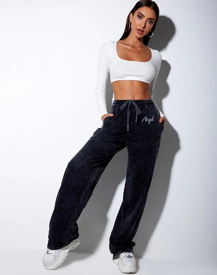 Nattan Jogger in schwarzer Waschung 'Angel' Embro - Image 2