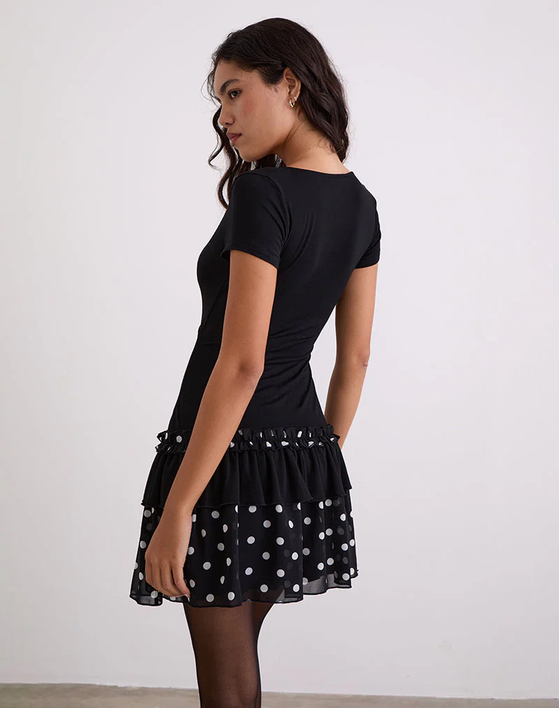 Navya Wickelminikleid in Polka Schwarz und Weiß - Image 5