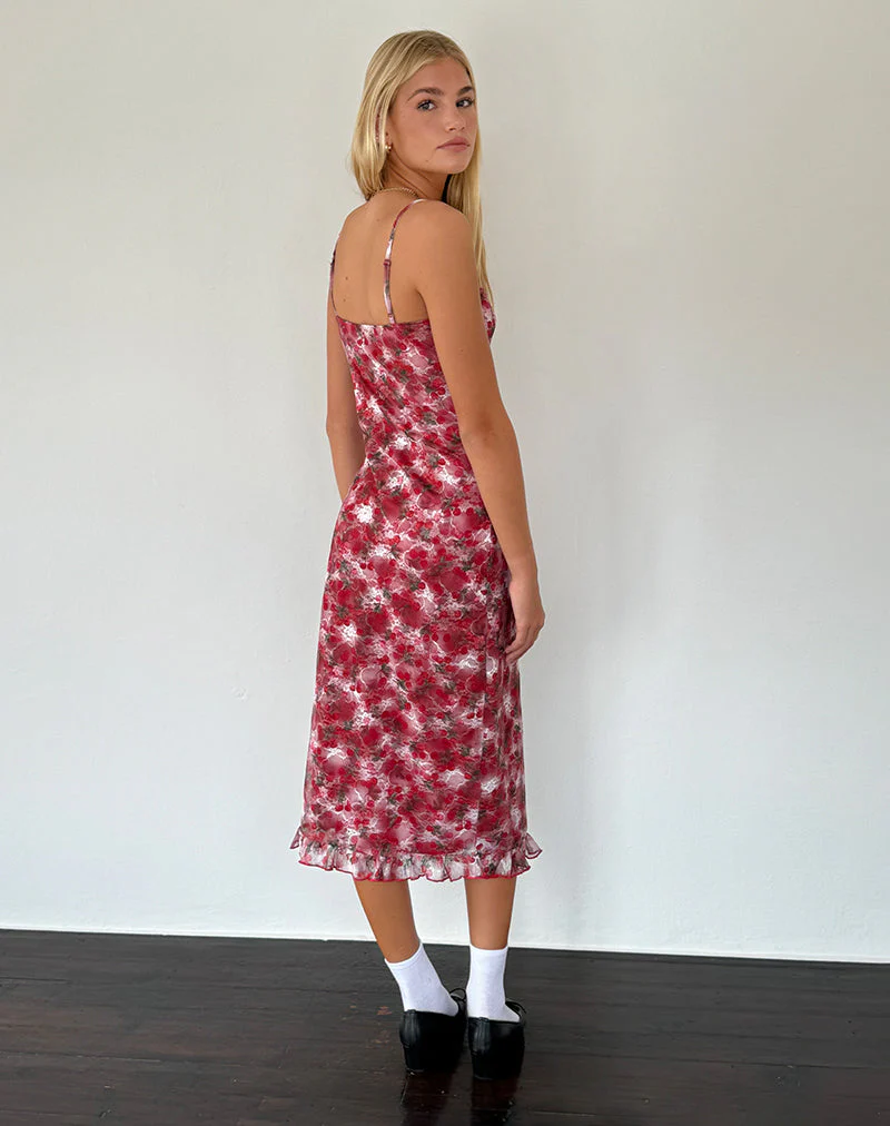 Nawari Midikleid aus bedruckter Spitze in Kirsche - Image 5