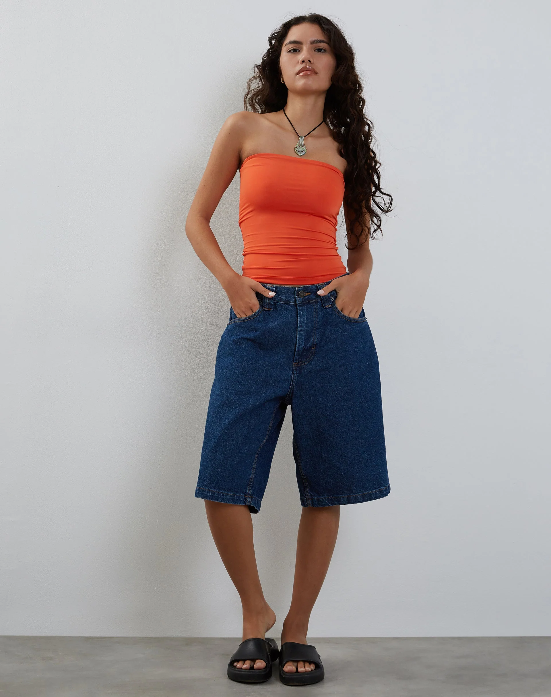 Neave Slinky Bandeau Top in Orange - Image 2