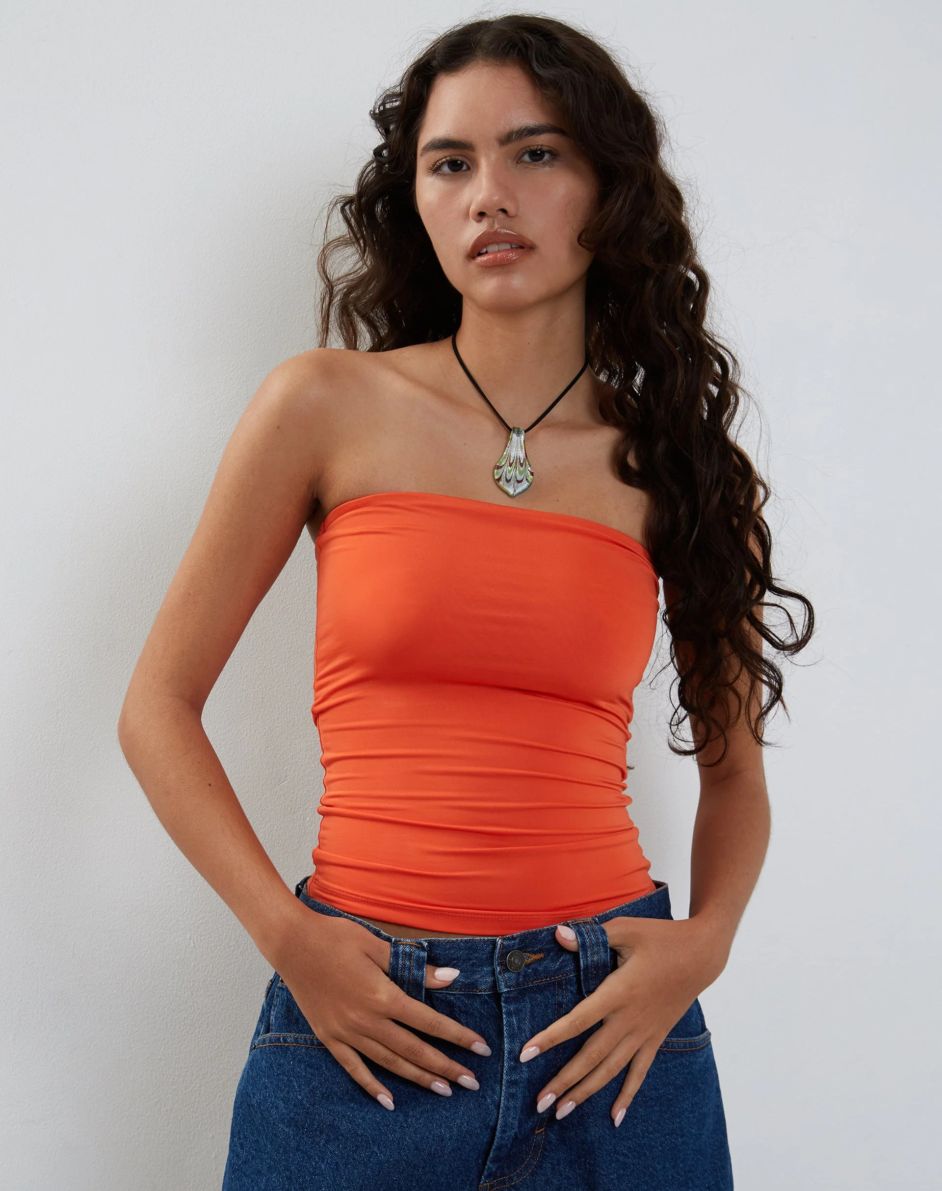 Neave Slinky Bandeau Top in Orange - Image 5