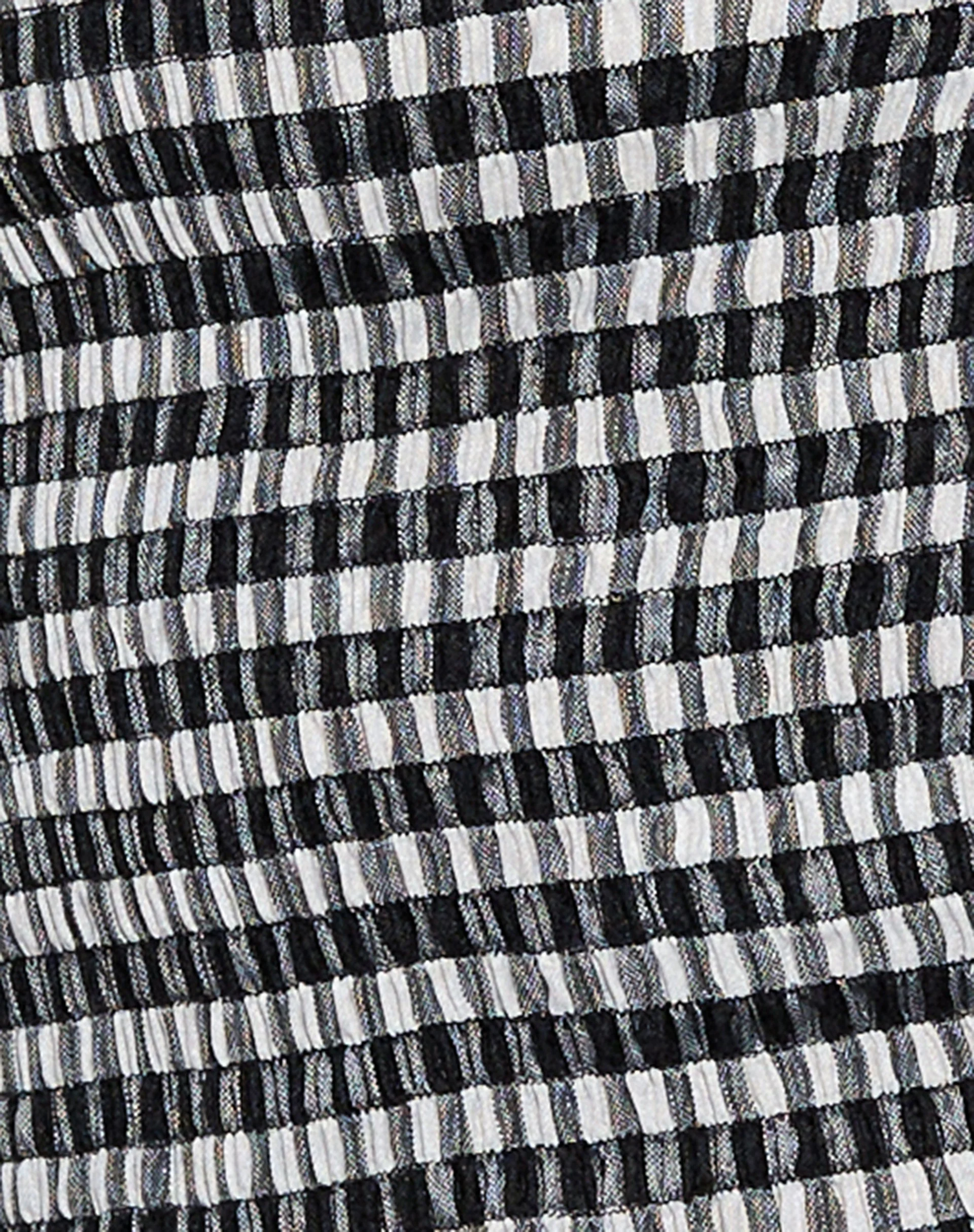 Neema Gerafftes Bardot-Top aus Mini-Gingham in Schwarz und Weiß - Image 8