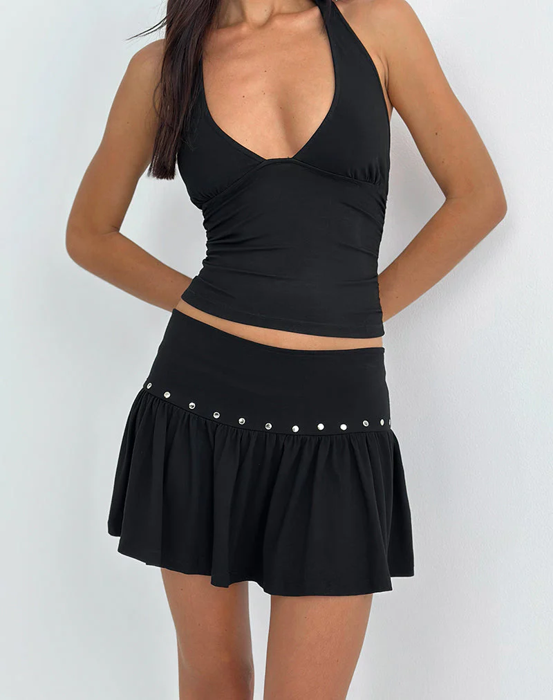 Nefety Nietenrock aus Jersey Schwarz - Image 4