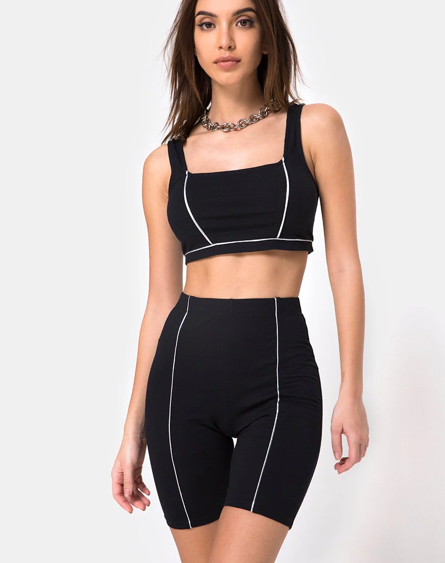 Neho Cycle Short in Schwarz mit Paspelierung