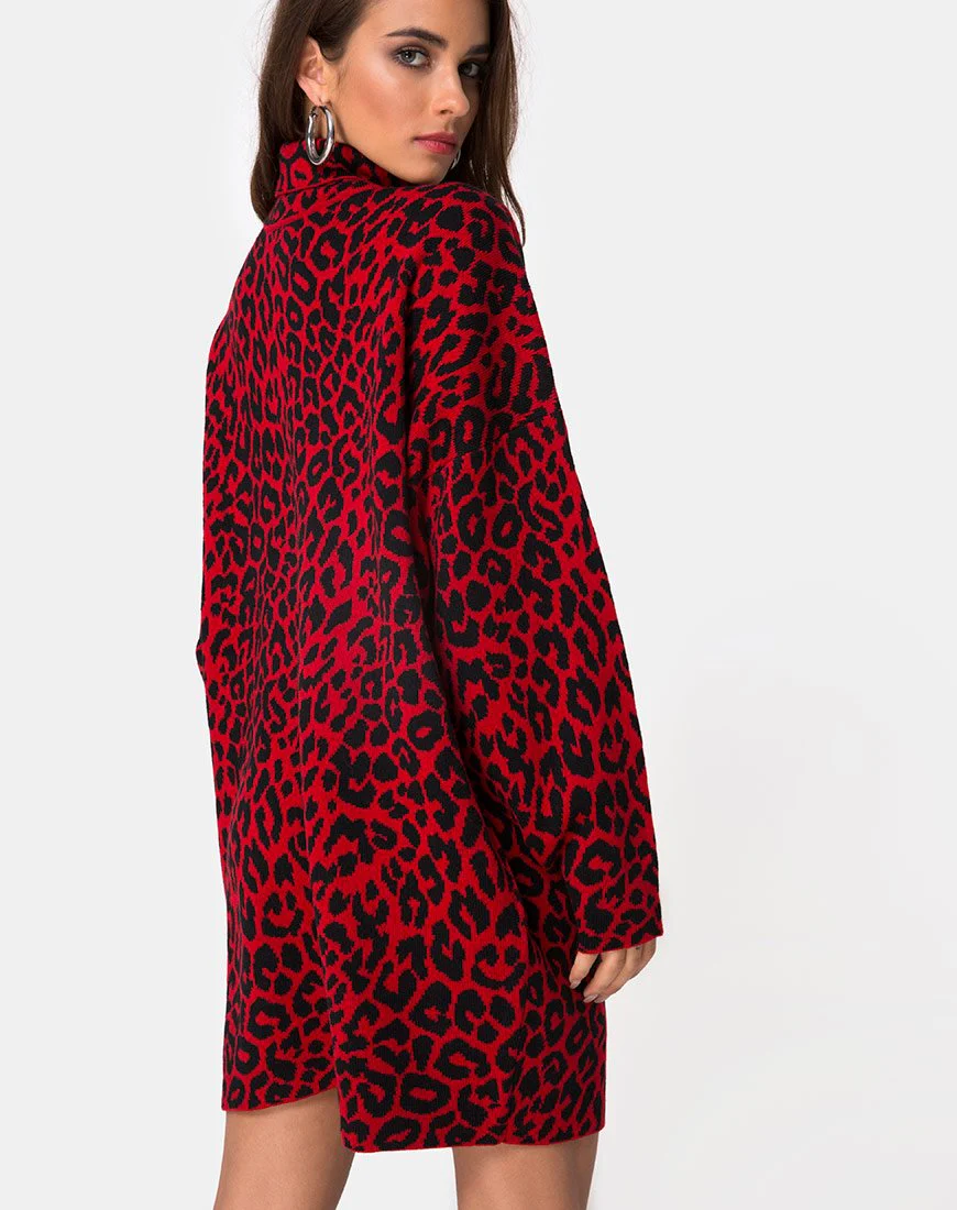 Neivie Pulloverkleid aus Tierstrick Rot - Image 2