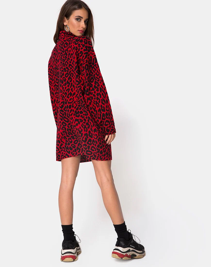 Neivie Pulloverkleid aus Tierstrick Rot - Image 4