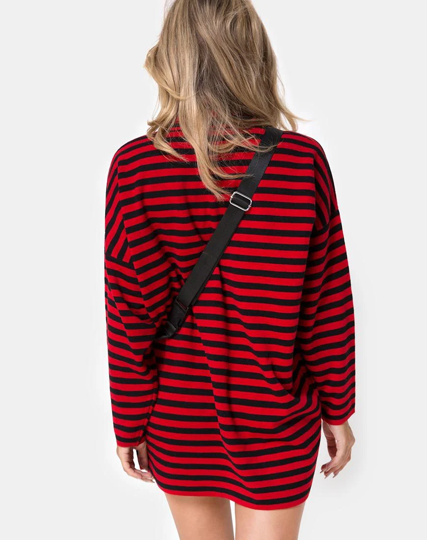 Neivie Pullover in Streifen horizontal Schwarz / Rot - Image 2