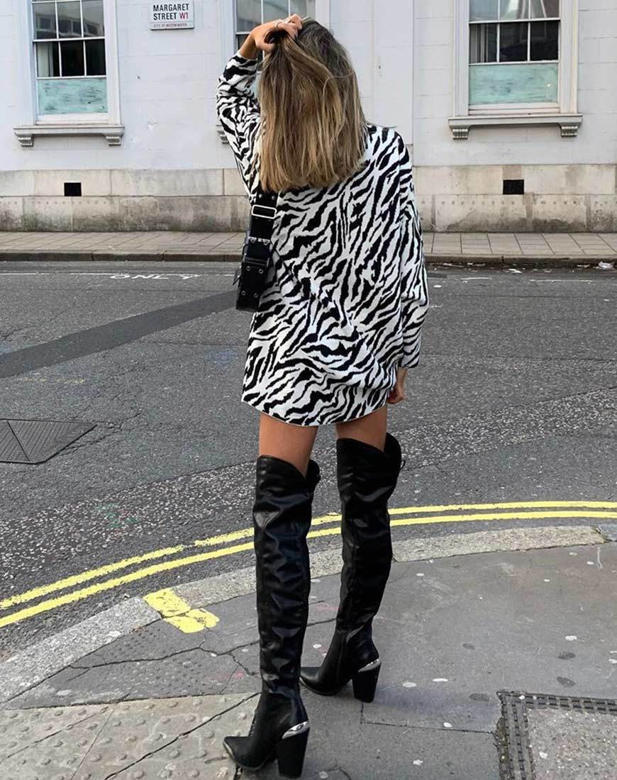 Neivie Pullover Kleid in Zebra S/W - Image 2