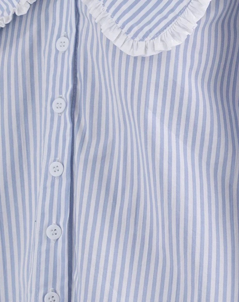 Nelcy Oversized Hemd mit Kragen in Small Vertikalstreifen Blau - Image 6
