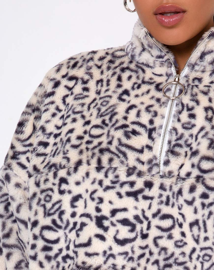 Nero Ring Pull Jacke in Weiß Leopard - Image 8