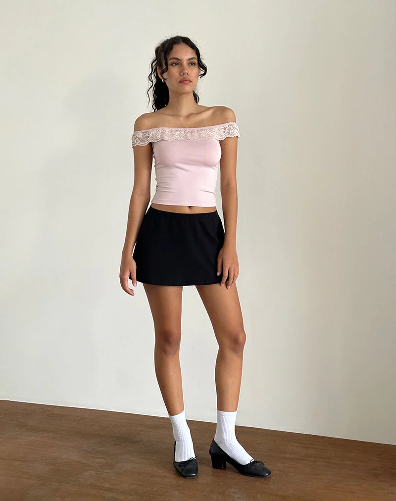 Nesel Bardot-Top in Babyrosa mit Glitzereffekt - Image 2