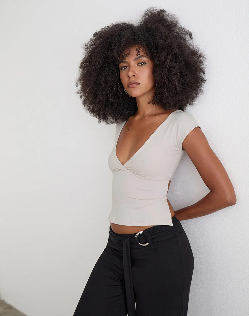 Netan Crossover Top in Cannoli Cream