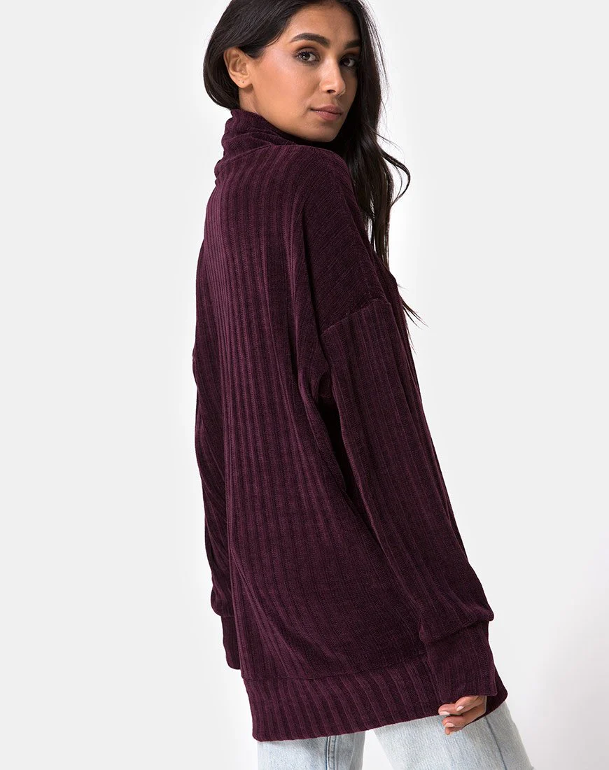 Neve Oversize-Pulloverkleid aus Chenille Pflaume - Image 2