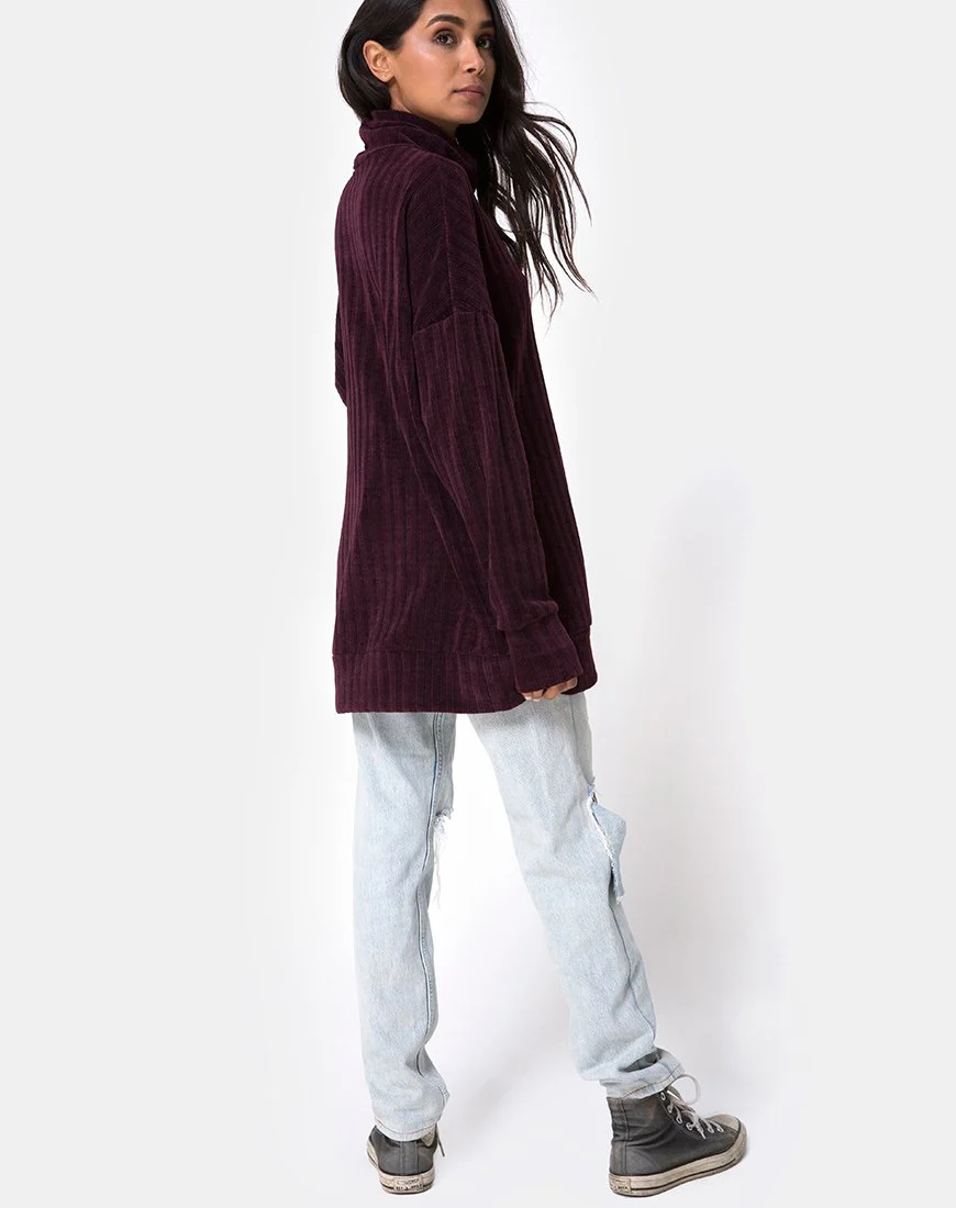 Neve Oversize-Pulloverkleid aus Chenille Pflaume - Image 4