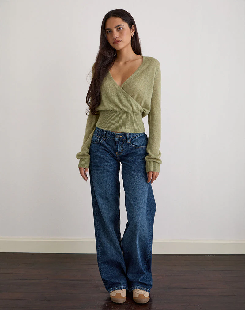 Nilza Wickeltop aus Strick in Salbei Grün - Image 4