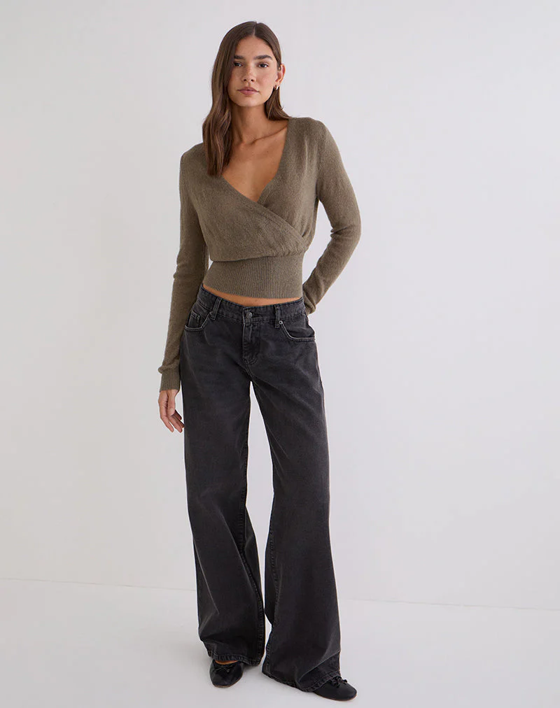 Nilza Wickeloberteil aus Strick in Taupe - Image 3