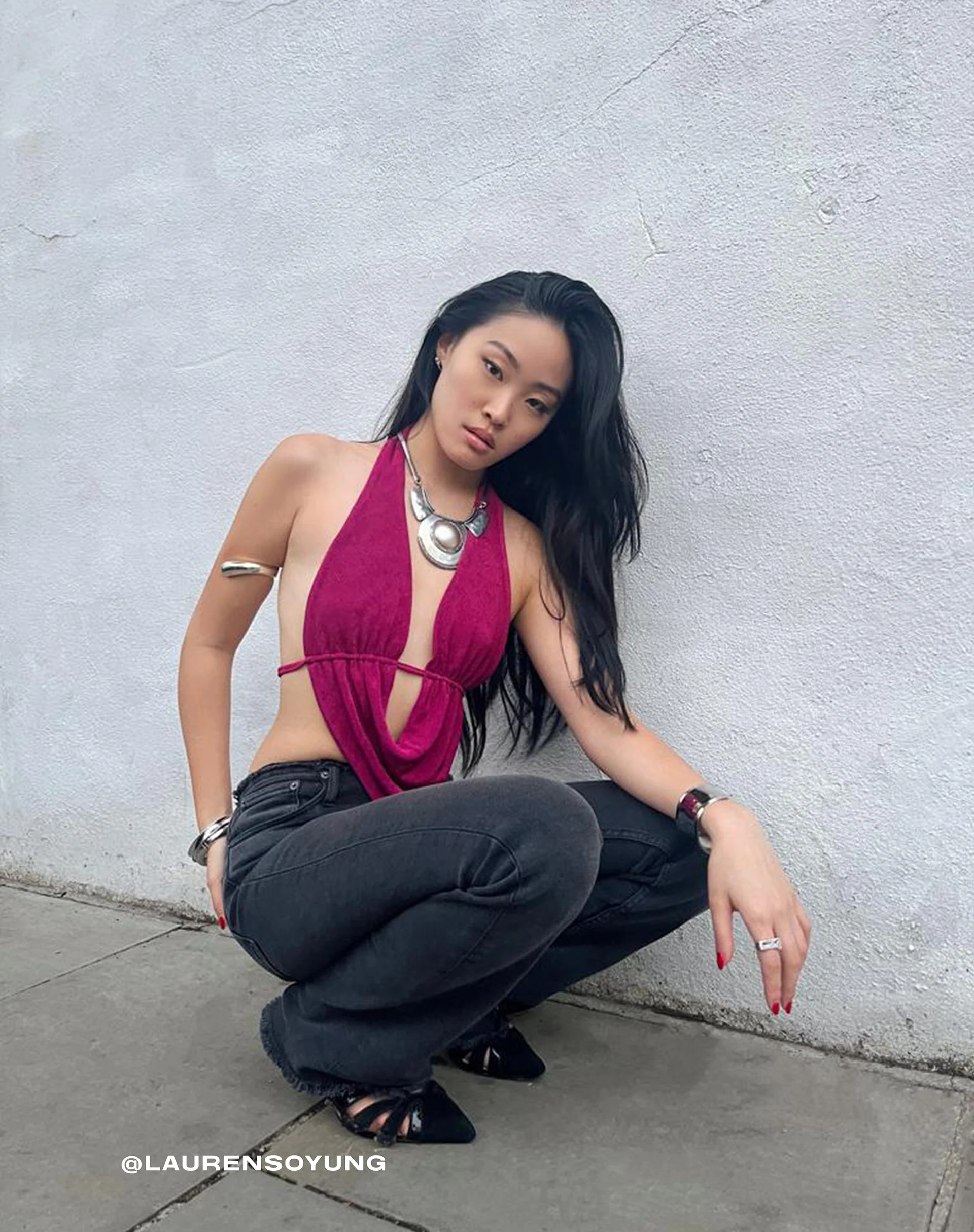 Nindita Neckholder Crop Top in Magenta Lila