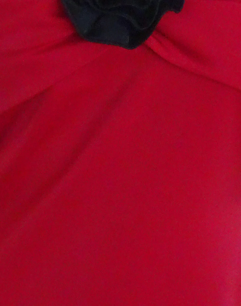 Ninivala Kleid in Rot mit schwarzer Rosette - Image 6