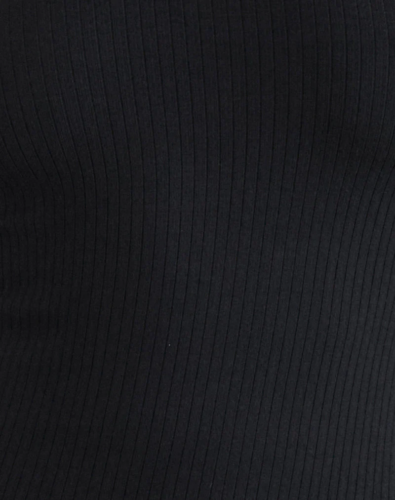 Nique Langärmeliges Top aus dicker Rippe Schwarz - Image 6