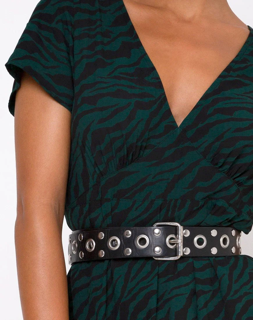Nira Midikleid in 90er Jahre Zebra Waldgrün - Image 5
