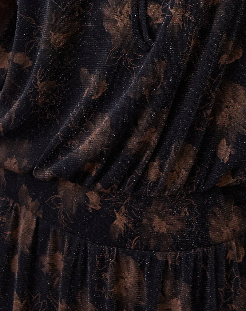 Nisha Langarm-Minikleid in Schwarz mit bronzefarbenem Schimmer - Image 6
