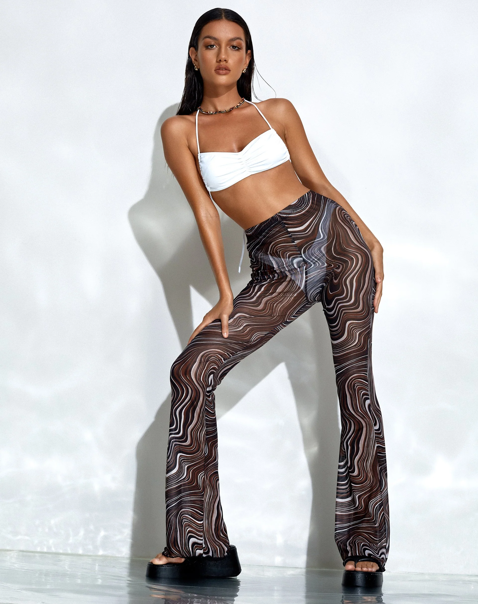 Nizar-Hose in 70er Jahre Ripple Braun - Image 4