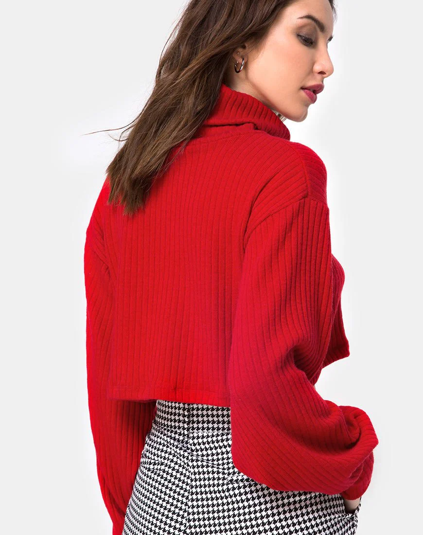 Nizer Pullover mit hohem Halsausschnitt in Rot - Image 2