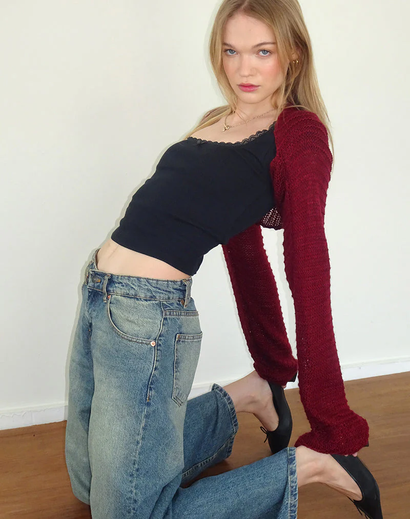 Nobila Strickjackentop in Burgund - Image 3