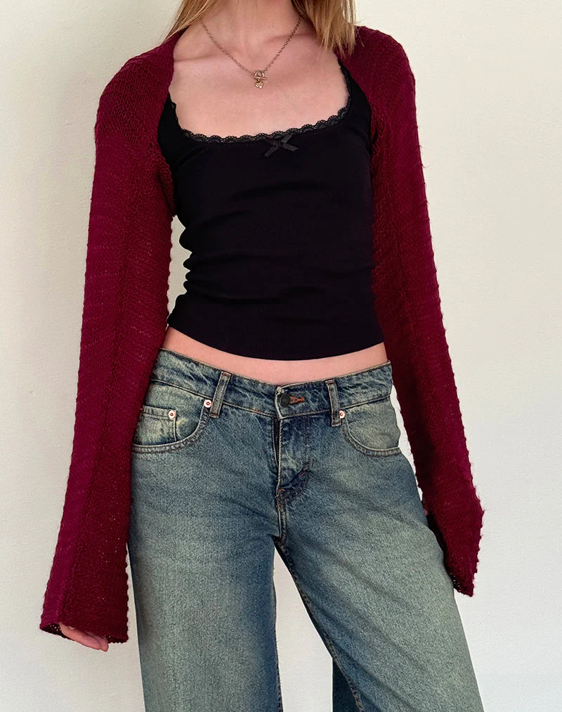 Nobila Strickjackentop in Burgund - Image 4