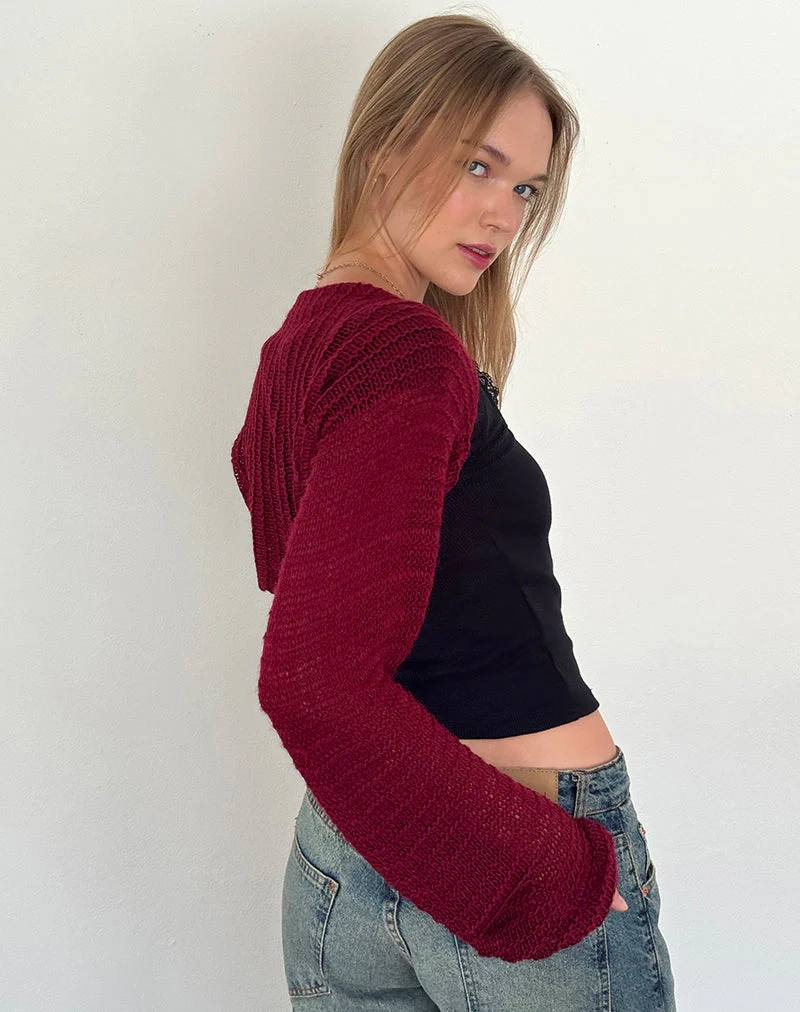 Nobila Strickjackentop in Burgund - Image 5