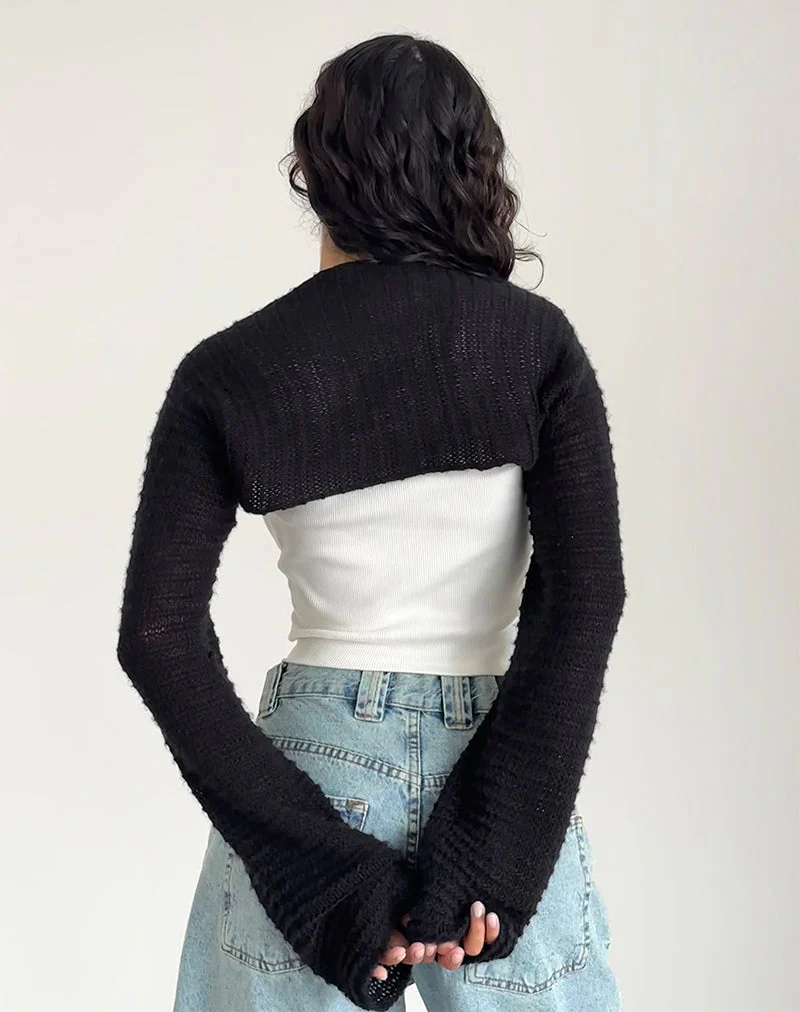 Nobila Shrug Top in Schwarz - Image 4