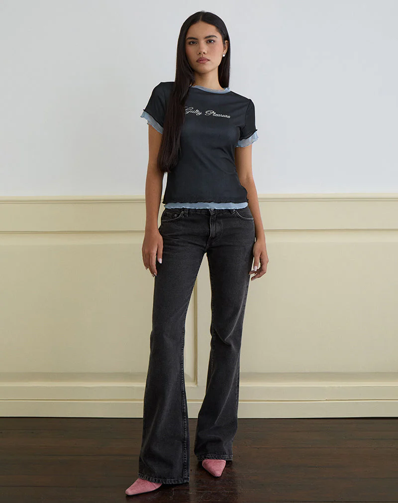 Noburia Top in Schwarz Blau Guilty Pleasure Hot Fix