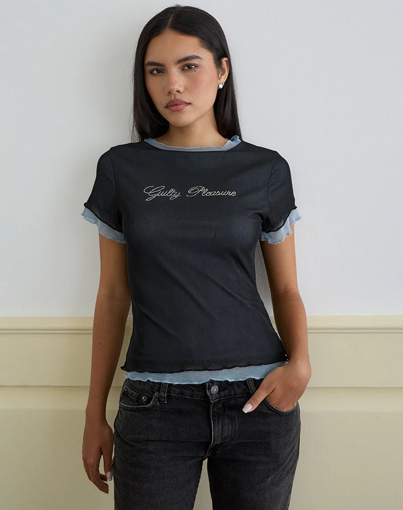 Noburia Top in Schwarz Blau Guilty Pleasure Hot Fix - Image 4