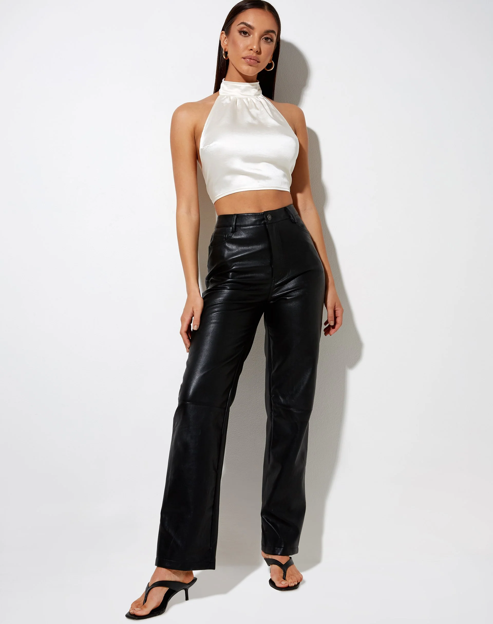Noela Crop Top aus elfenbeinfarbenem Satin - Image 3