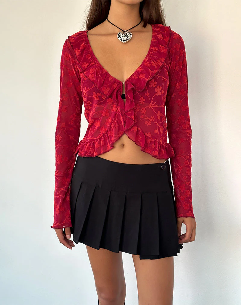 Noemi Strickjacke in Rot Grunge Floral Flock