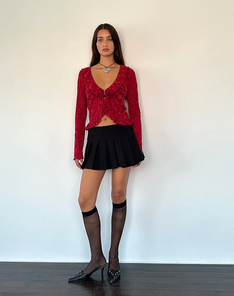 Noemi Strickjacke in Rot Grunge Floral Flock - Image 4