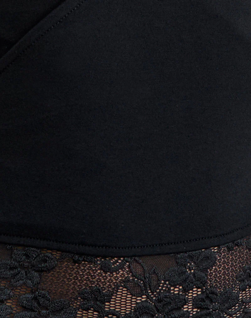 Noesy Plunge Wrap Top in Black with Lace Trim - Image 6
