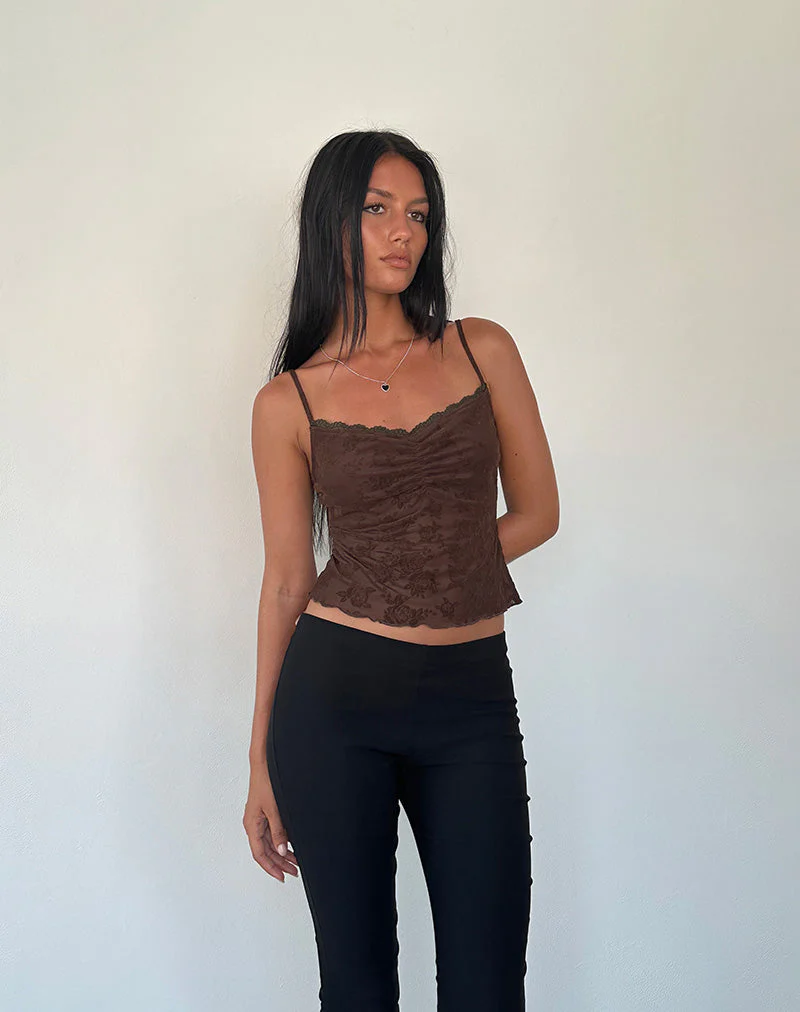 Noira Cami-Top in Romantic Rose Flock Braun - Image 3