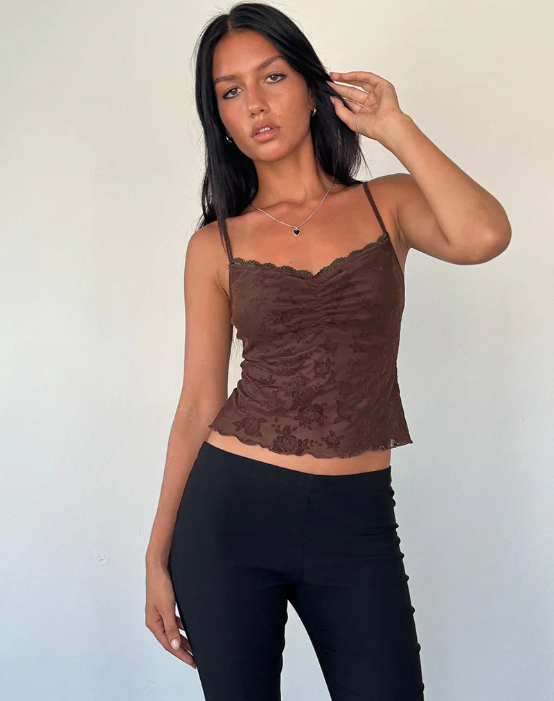Noira Cami-Top in Romantic Rose Flock Braun - Image 4